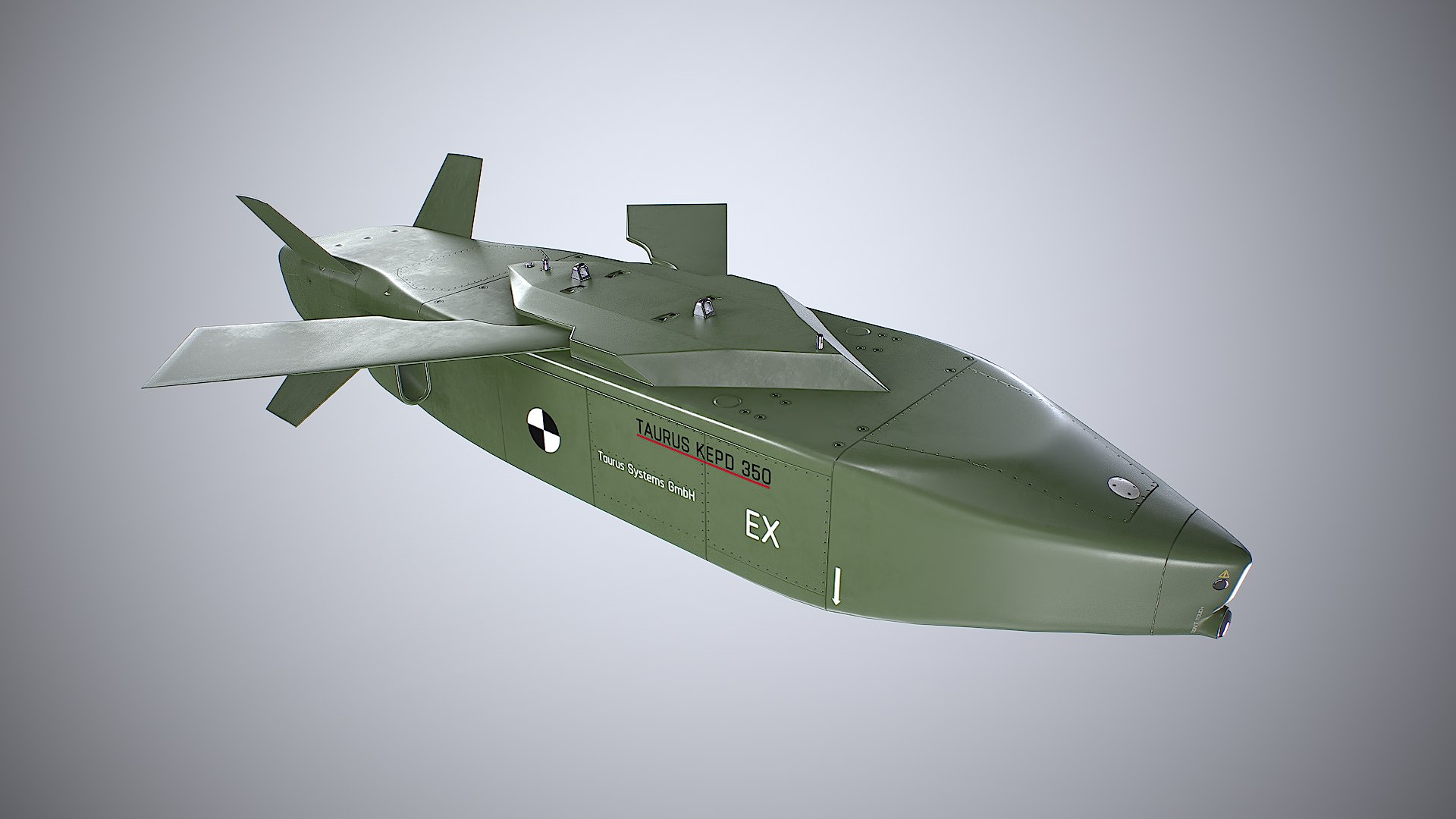 Taurus KEPD 350 Air-launched Cruise Missile Green Color Low-poly 3D ...