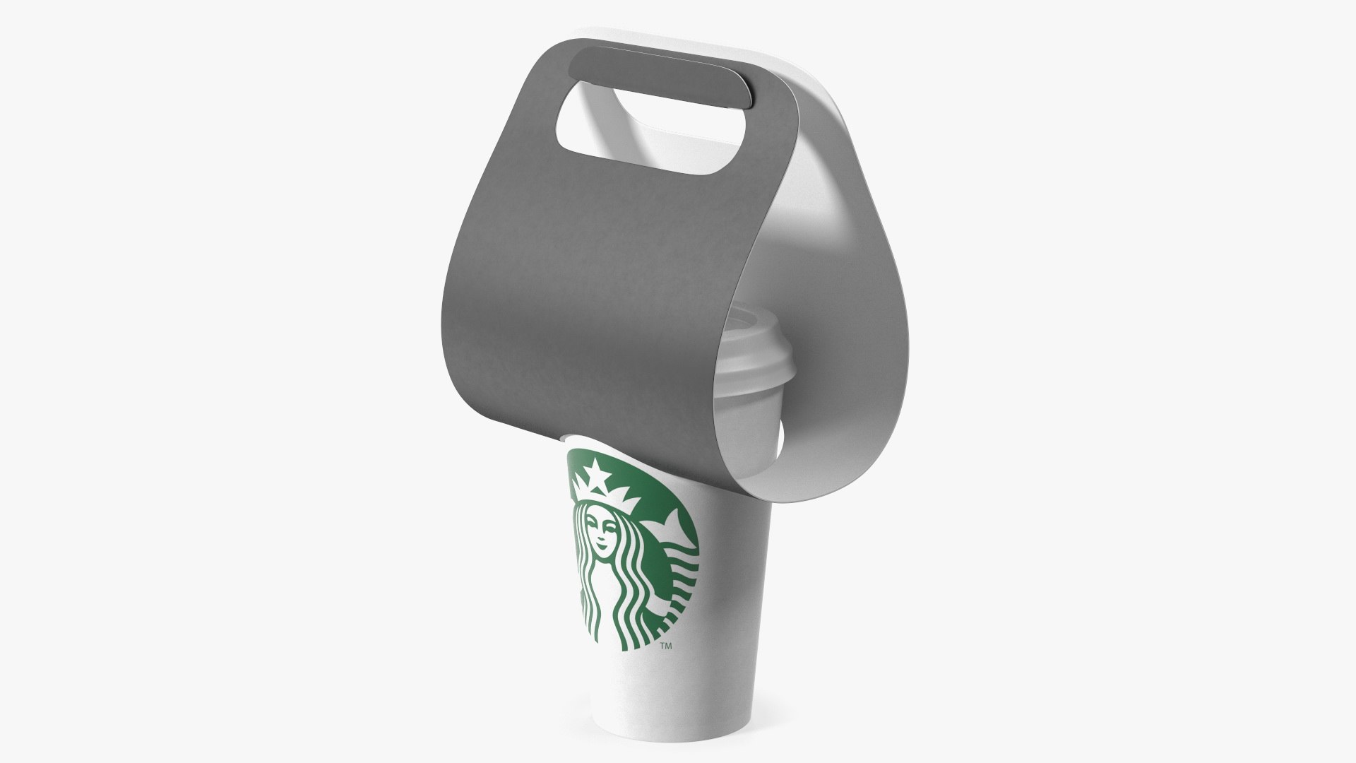 Coffee Cup in Black Paper Take Away Holder 3D model preview