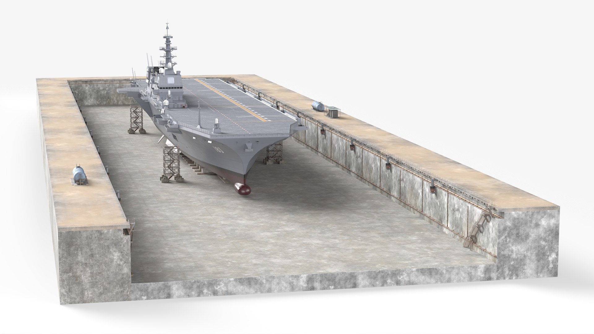 Helicopter Carrier Ship in Dry Dock 3D model preview