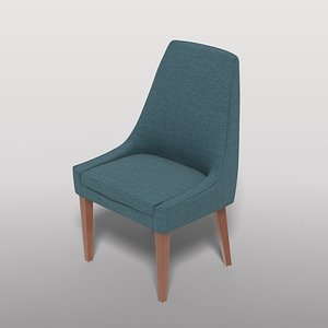 Mid-Century Teal Dining Chair 3D model