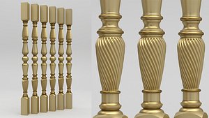 Carved Baluster 3D model