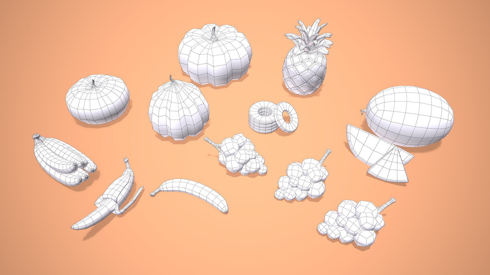 Fruits And Vegetables - Stylized Food Pack Low-poly 3D Model ...