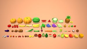 Fruits And Vegetables - Stylized Food Pack Low-poly 3D model