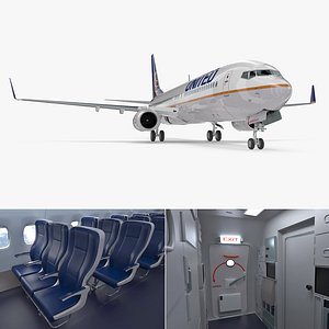 3D boeing 737-900 interior united airlines model