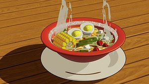 3D Ramen Noodle bowl - Ghibli style model