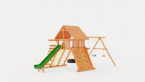 3D Rainbow Castle with Wood Roof model