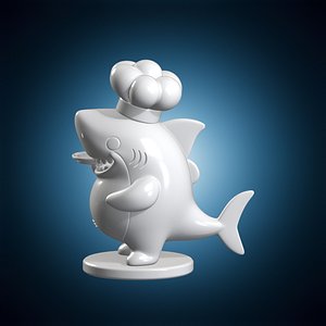 3D Chef Shark Cute 3D Print Model