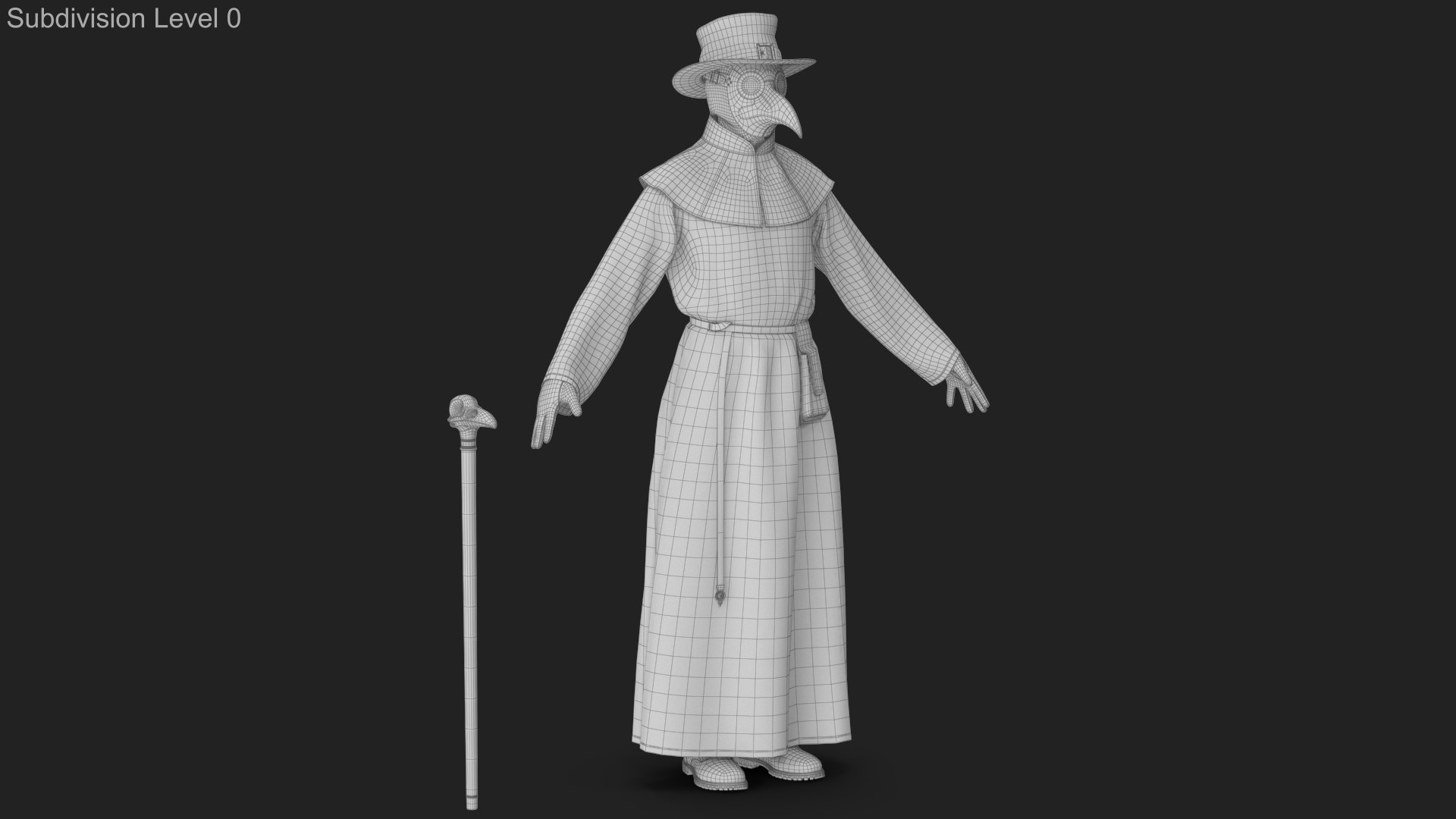3D Plague Doctor Costume White with Staff https://p.turbosquid.com/ts-thumb/Qs/nWtPLZ/C2/wireframe_00/jpg/1779868189/1920x1080/fit_q87/f11e13ecb36749b3b47326f389b6ff821feed2fa/wireframe_00.jpg