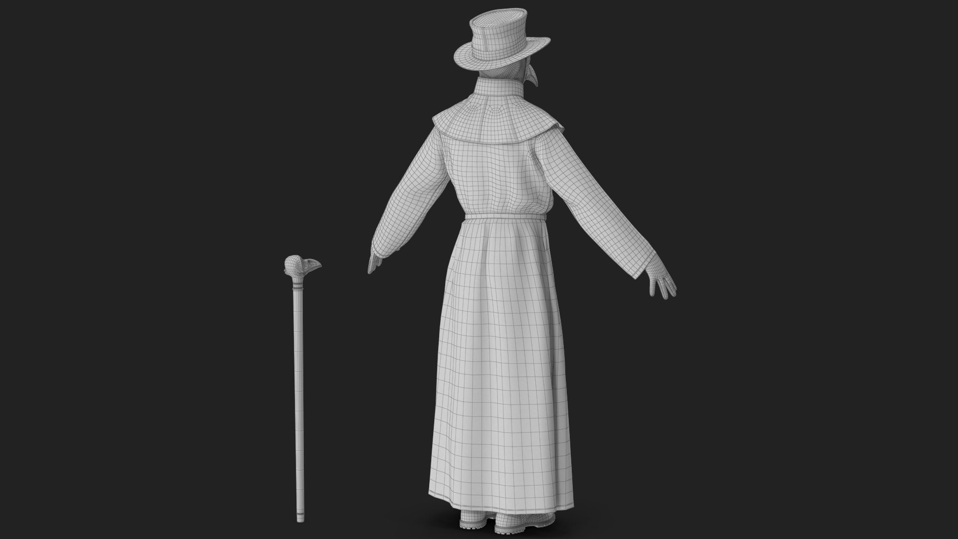 3D Plague Doctor Costume White with Staff https://p.turbosquid.com/ts-thumb/Qs/nWtPLZ/SP/wireframe_04/jpg/1779868207/1920x1080/fit_q87/520a3a3a7b5e43915bc37b19346c1d6c3d635288/wireframe_04.jpg