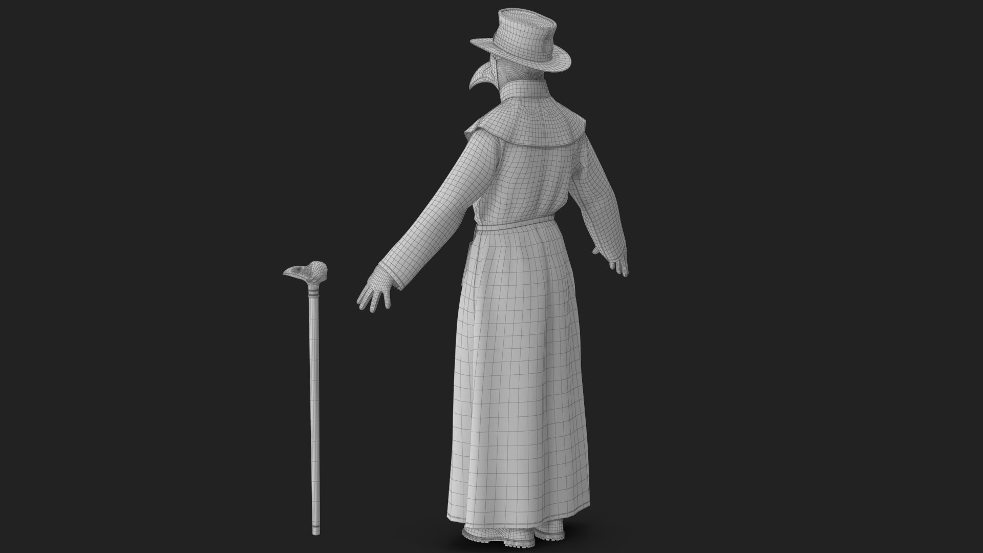 3D Plague Doctor Costume White with Staff https://p.turbosquid.com/ts-thumb/Qs/nWtPLZ/We/wireframe_05/jpg/1779868212/1920x1080/fit_q87/e7c47c652de4c9e2a0686193b44e5d614535156e/wireframe_05.jpg