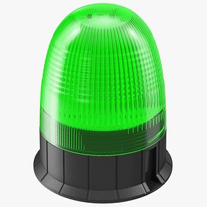 3D warning beacon light green model