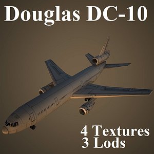 3d douglas dc-10 low-poly