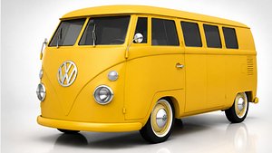 Volkswagen Type 2 Microbus Low Poly 3D Model 3D