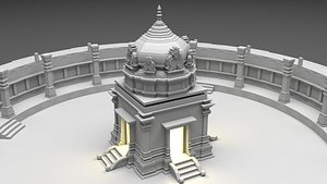 Circular Shiva Temple with around 64 gods 3D