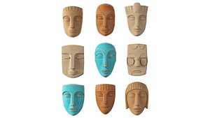 3D model Decorative stone masks for the wall