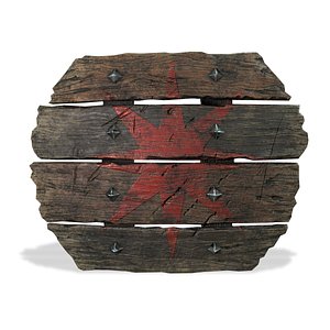 wood shield old 3D