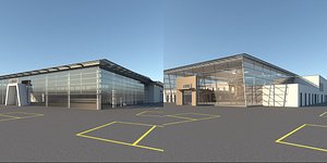 3D car dealership building interior