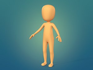 Cartoon Stickman - Man - 4 Fingers with IK and FK Rig