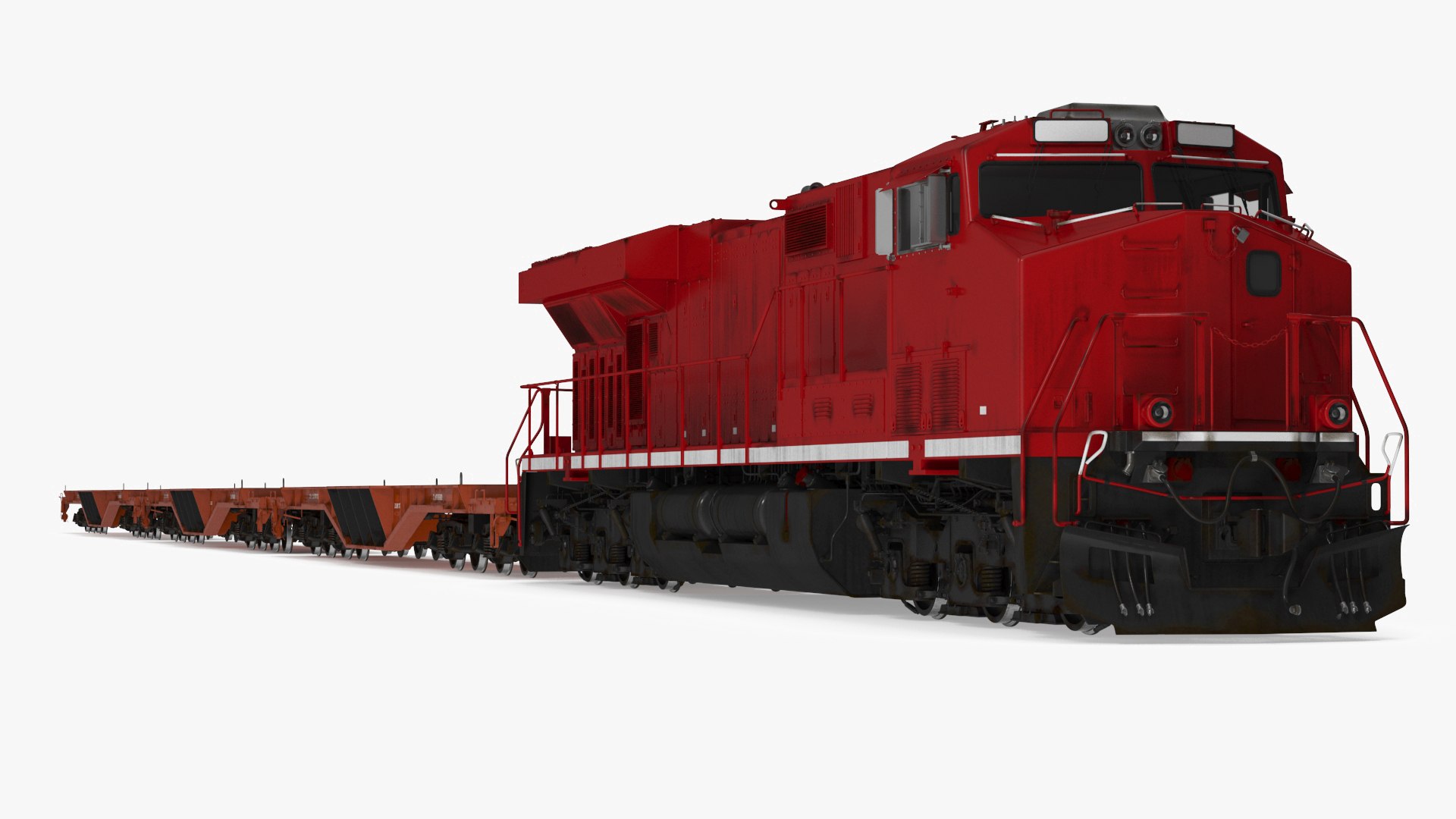 Canadian Locomotive with Flatcars 3D model preview