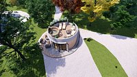 glamping pod with hot tube and fireplace