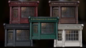 Old English Shop Fronts 5 colors 3D model