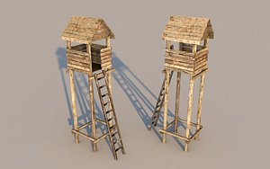 medieval tower guard lookout 3D model