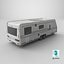 Dirty 2-axle Camping Caravan 3D model