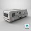 Dirty 2-axle Camping Caravan 3D model