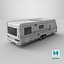 Dirty 2-axle Camping Caravan 3D model