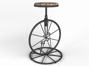 Vintage Industrial Charles Bicycle Wheel Barstool with wooden seat iron pedal height adjustable chair