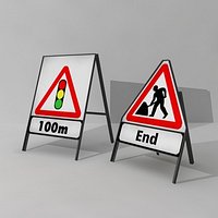 Temporary roadwork signs