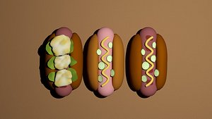 Cartoon HotDog 3D model