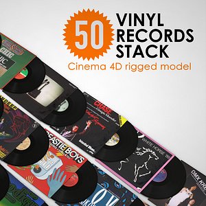 vinyl records 50 stack 3d model
