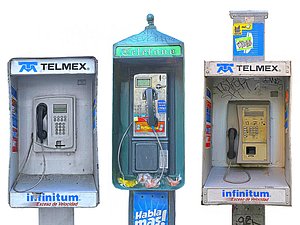 3D telephone box mexico pack 3 model