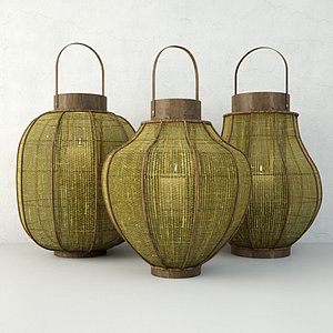 bamboo lanterns 3D model