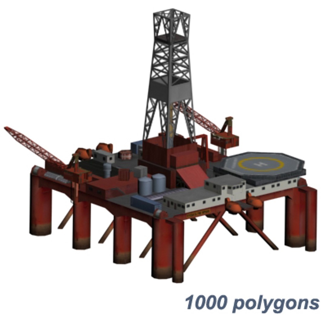 3d Offshore Semi-submersible Oil Rig Model