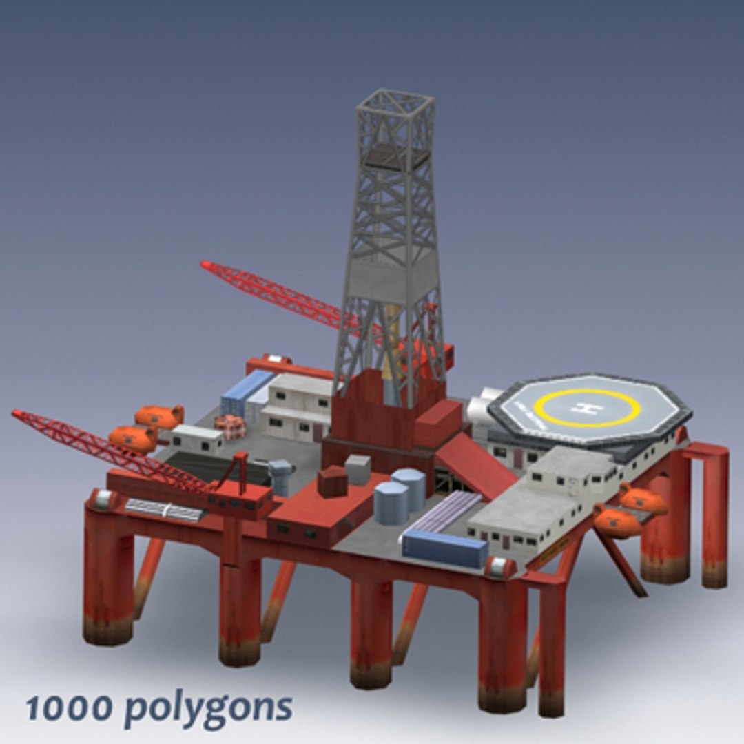 3d Offshore Semi-submersible Oil Rig Model