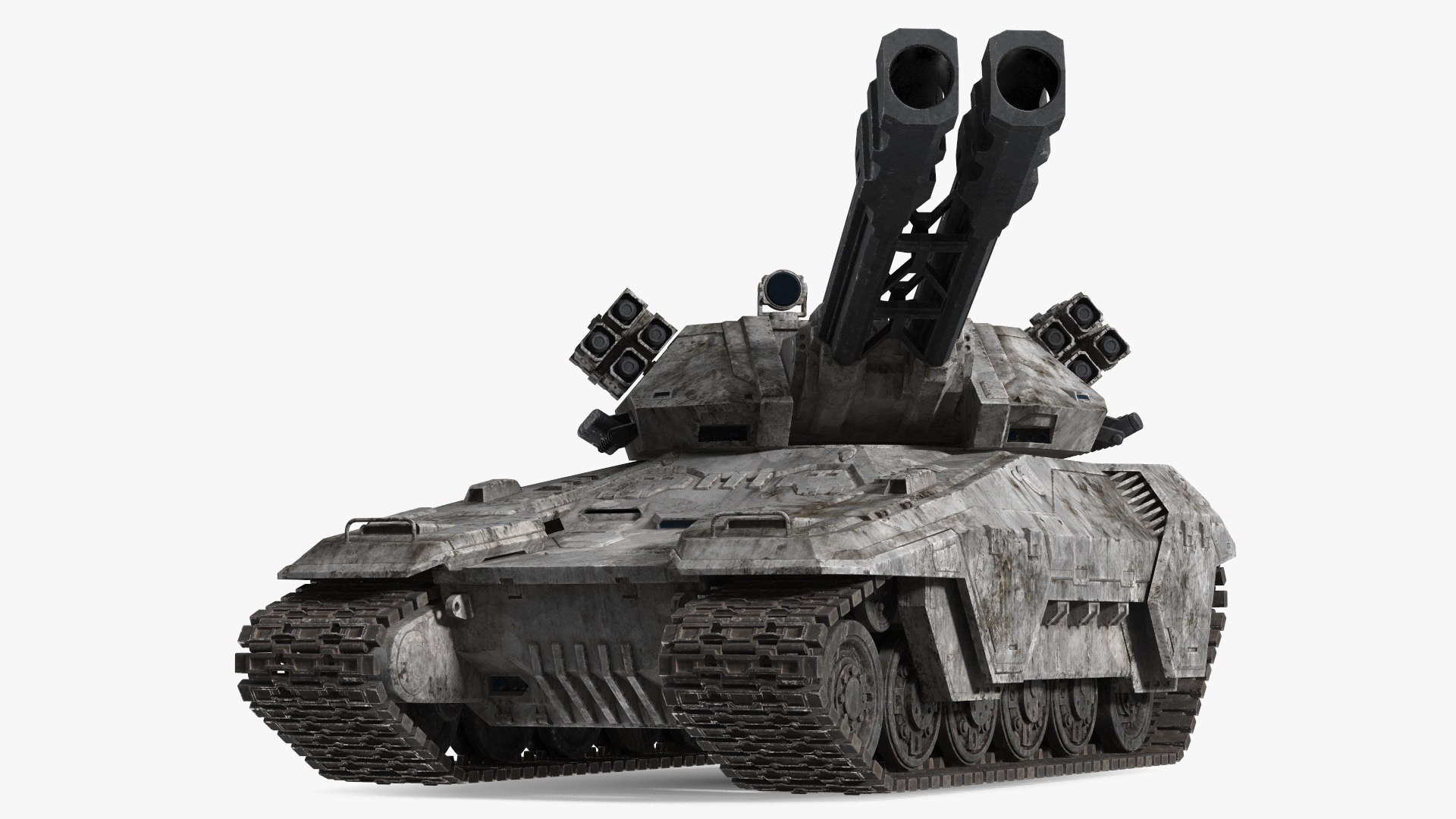 Futuristic Battle Tank with Damage Rigged 3D model preview