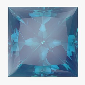 3D Princess Cut Aquamarine model