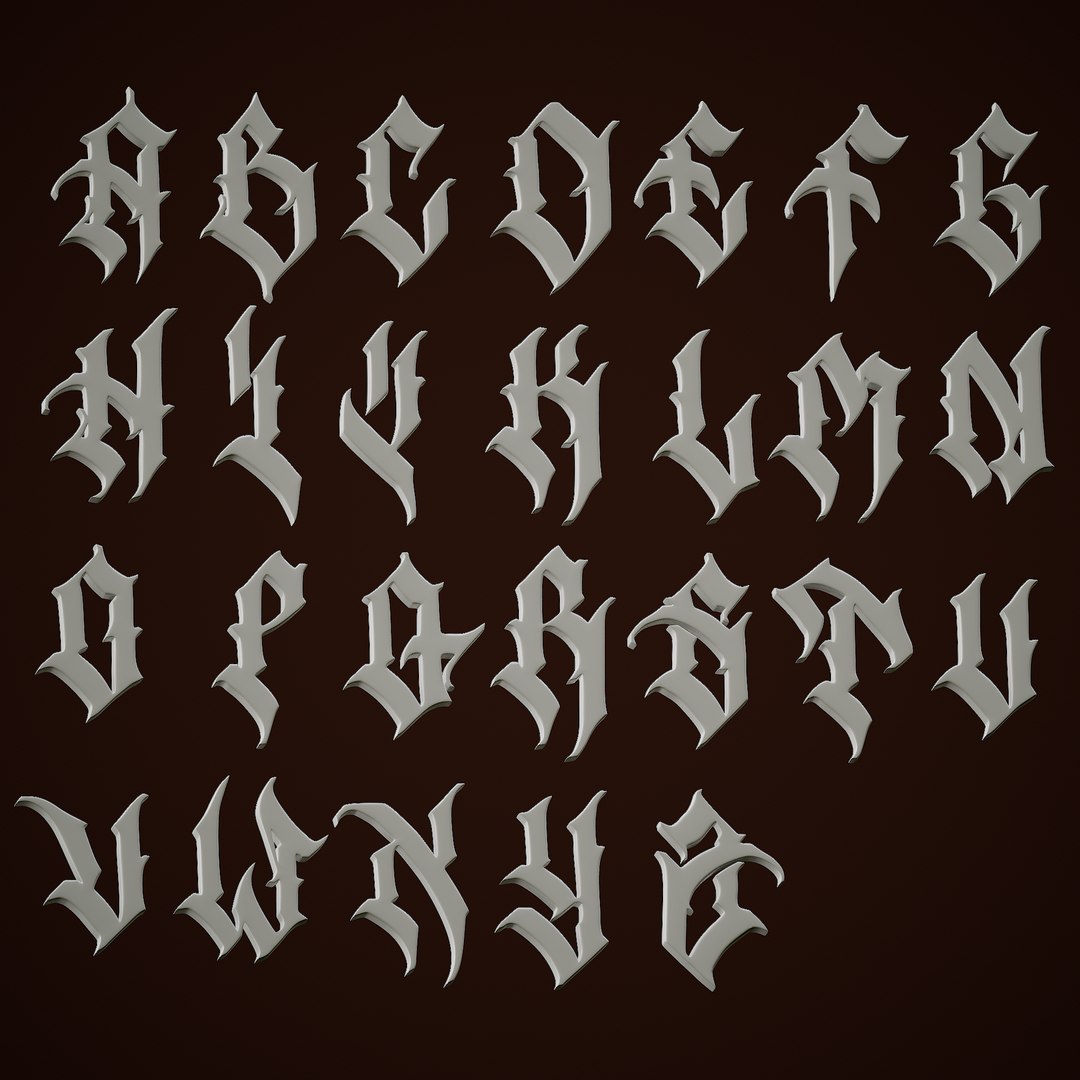 Stylize Ghotic Low Poly Font 3D Model - TurboSquid 2053424