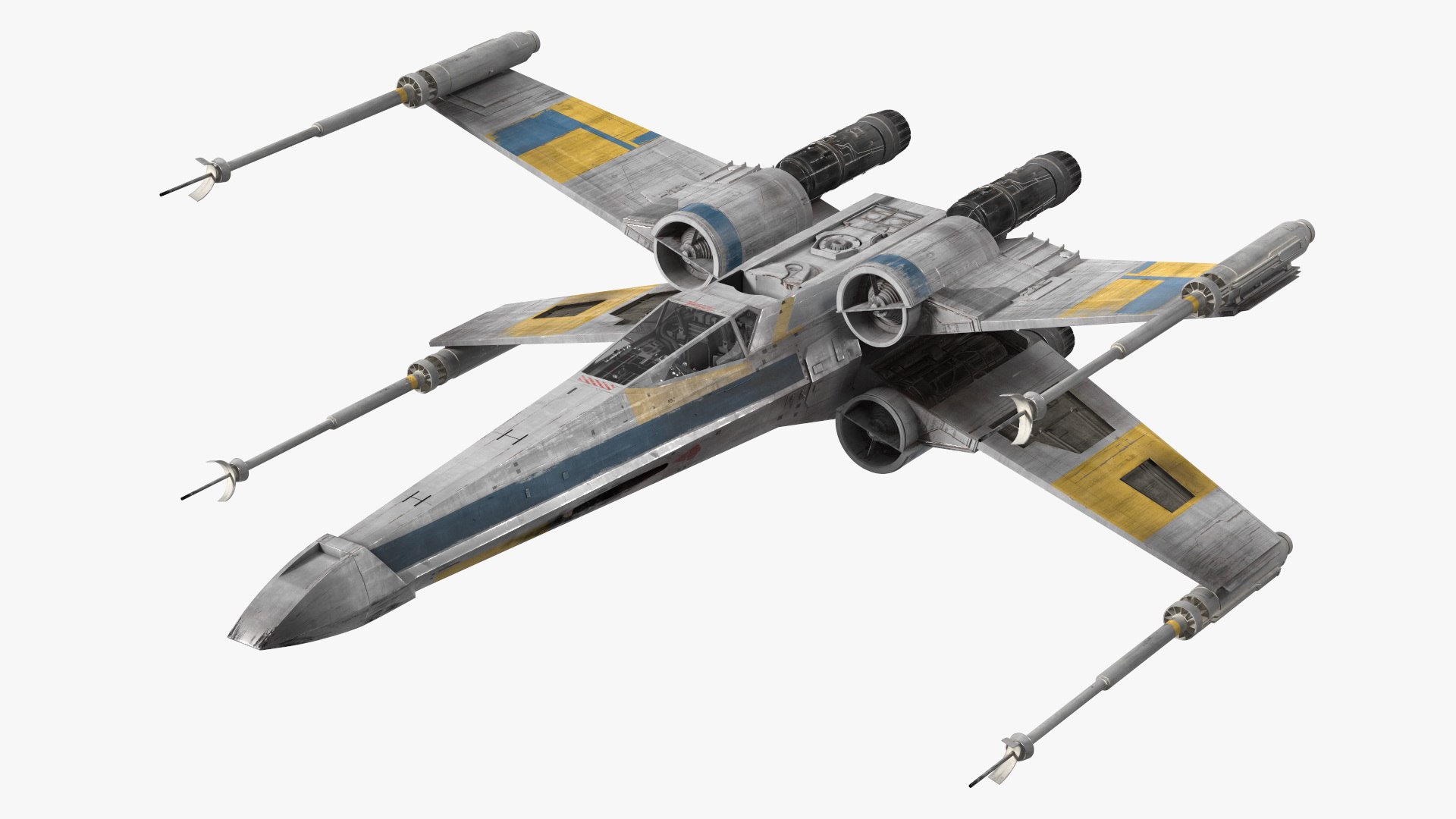 Space Fighter X-Wing Starship 3D model preview