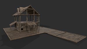 3D Game House with PBR texturing