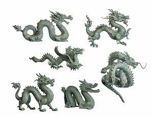 3D Bronze Chinese Dragon Asia