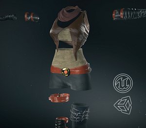 post apocalyptic female clothing 3D model