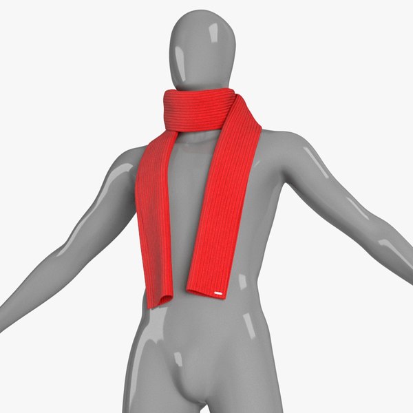 3D Red Scarf Once Around Tied