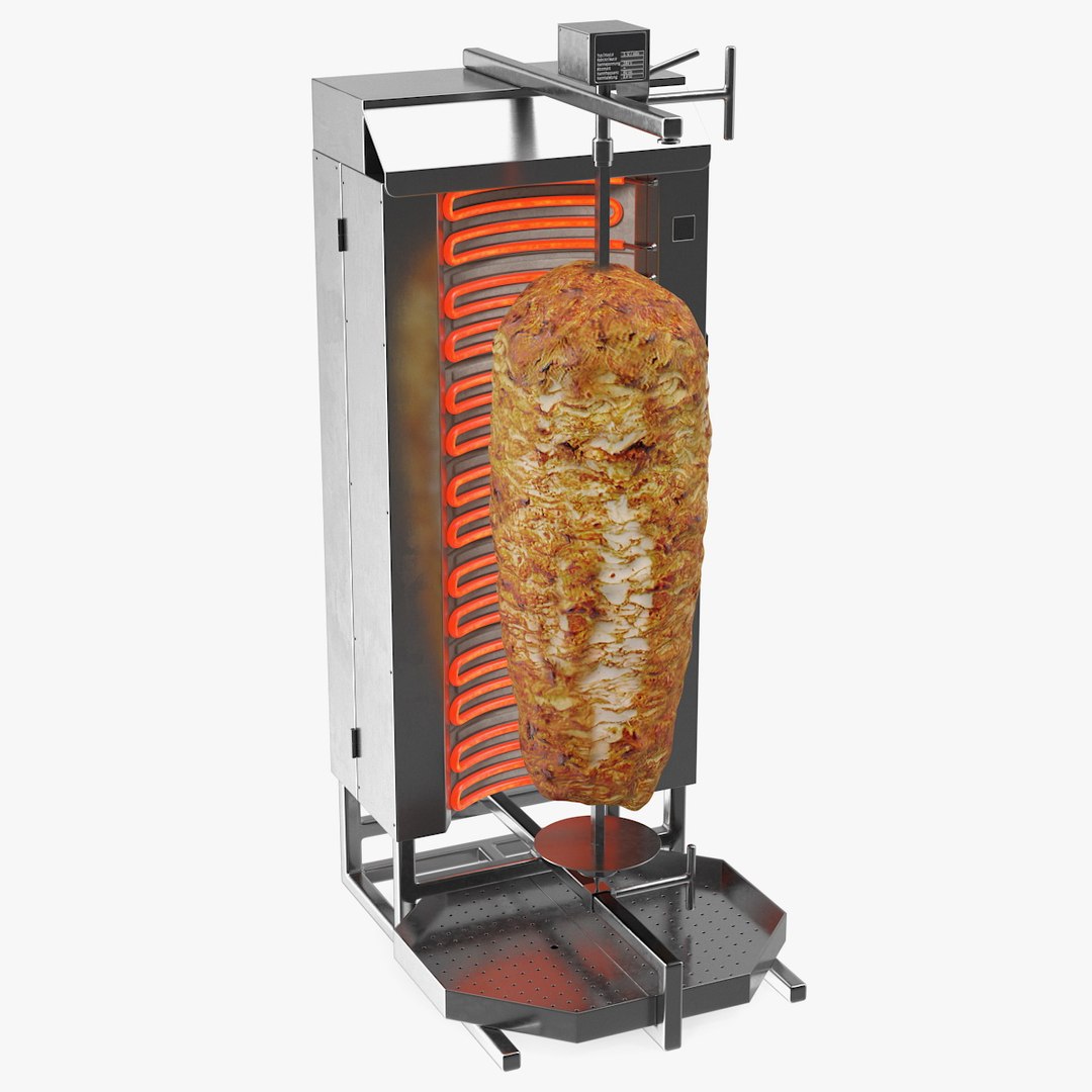 Vertical Rotisserie Grill with Doner Kebab 3D model preview