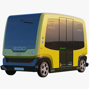 3D EZ10 Driver Less Shuttle Bus Yellow