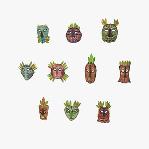 3D model Indigenous wood masks
