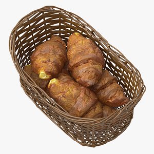 Basket With Croissants 3D model