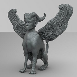 statue woman lion solid 3D model